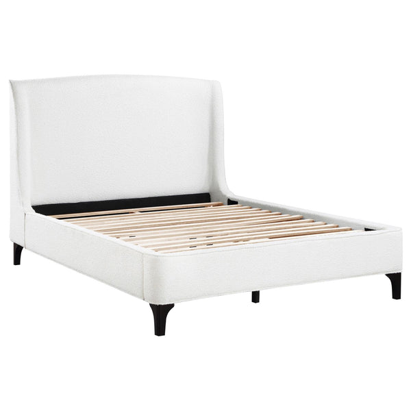 Mosby White Upholstered Curved Headboard Queen Platform Bed