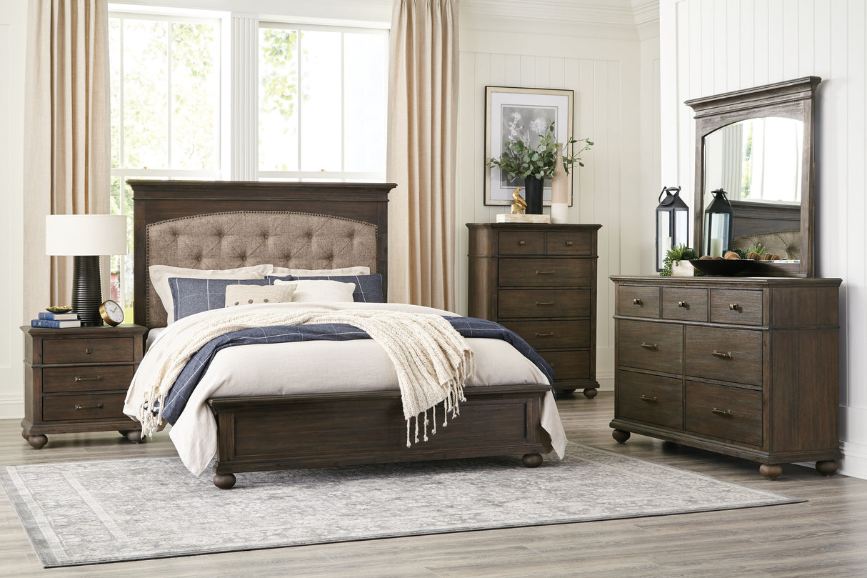 Motsinger Brown King Upholstered Panel Bed from Homelegance - Luna Furniture