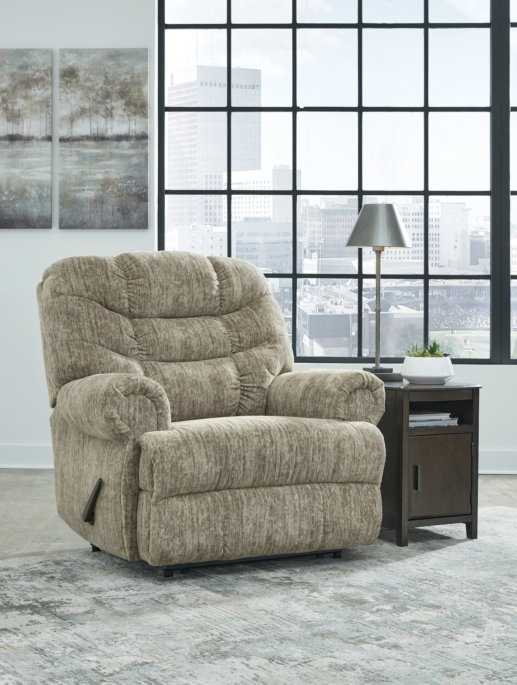 Movie Man Taupe Recliner from Ashley - Luna Furniture