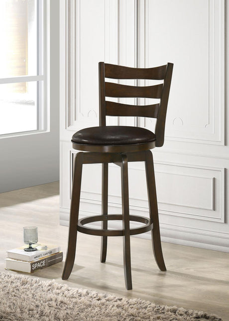 Murphy Dark Cherry and Brown Ladder Back Pub Height Swivel Bar Stool from Coaster - Luna Furniture