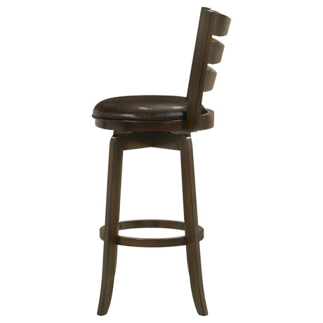 Murphy Dark Cherry and Brown Ladder Back Pub Height Swivel Bar Stool from Coaster - Luna Furniture