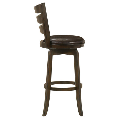 Murphy Dark Cherry and Brown Ladder Back Pub Height Swivel Bar Stool from Coaster - Luna Furniture