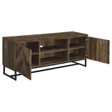 Myles Rustic Oak Herringbone 2-Door TV Console with Adjustable Shelves from Coaster - Luna Furniture