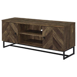 Myles Rustic Oak Herringbone 2-Door TV Console with Adjustable Shelves from Coaster - Luna Furniture