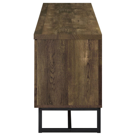 Myles Rustic Oak Herringbone 2-Door TV Console with Adjustable Shelves from Coaster - Luna Furniture