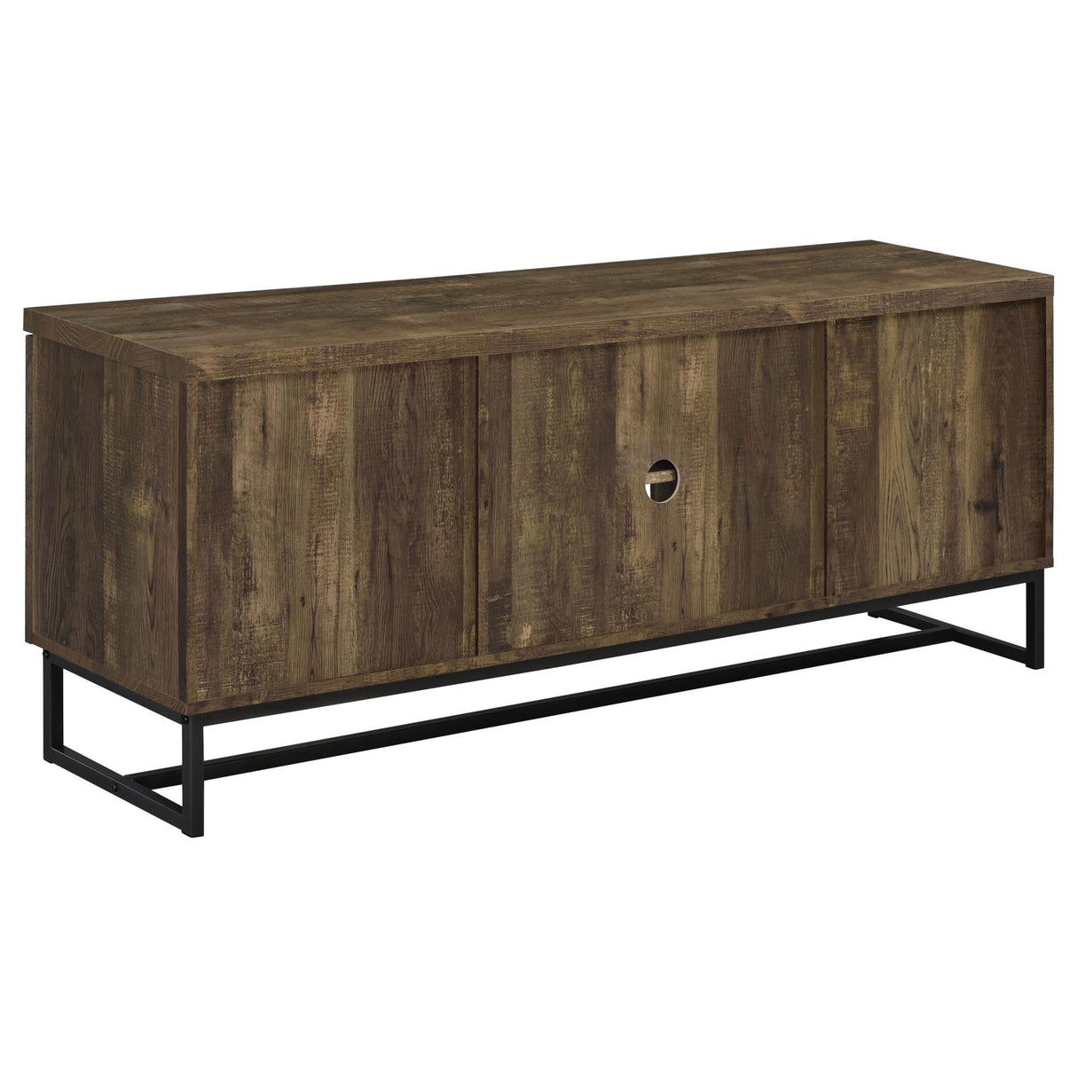 Myles Rustic Oak Herringbone 2-Door TV Console with Adjustable Shelves from Coaster - Luna Furniture