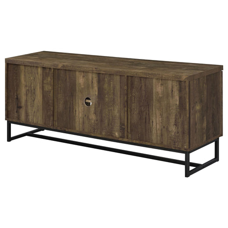 Myles Rustic Oak Herringbone 2-Door TV Console with Adjustable Shelves from Coaster - Luna Furniture