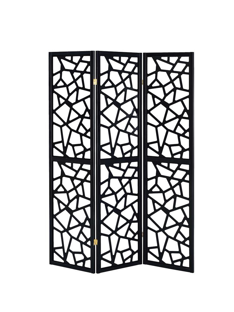 Nailan Black 3-Panel Open Mosaic Pattern Room Divider from Coaster - Luna Furniture