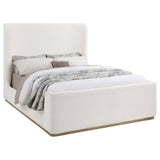 Nala Cream Upholstered Eastern King Wingback Platform Sleigh Bed from Coaster - Luna Furniture