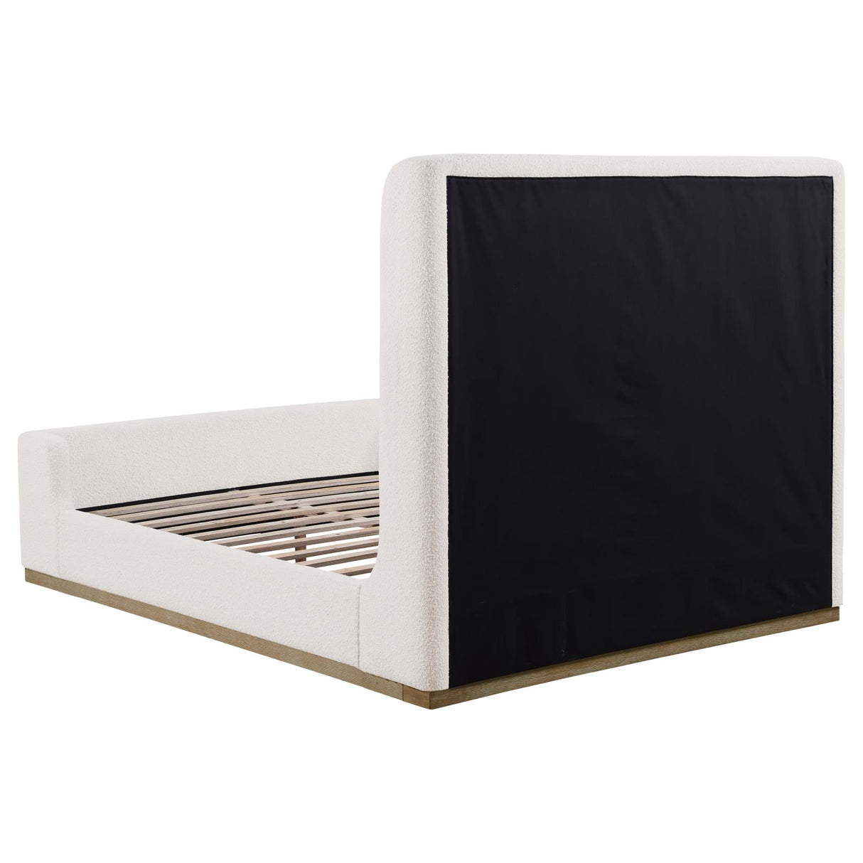 Nala Cream Upholstered Eastern King Wingback Platform Sleigh Bed from Coaster - Luna Furniture