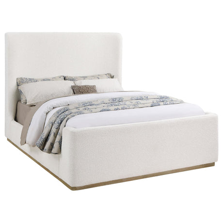 Nala Cream Upholstered Queen Wingback Platform Sleigh Bed from Coaster - Luna Furniture