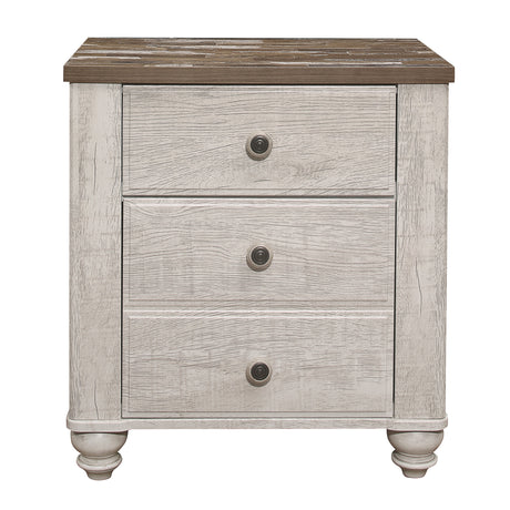 Nashville Antique White/Brown Nightstand from Homelegance - Luna Furniture