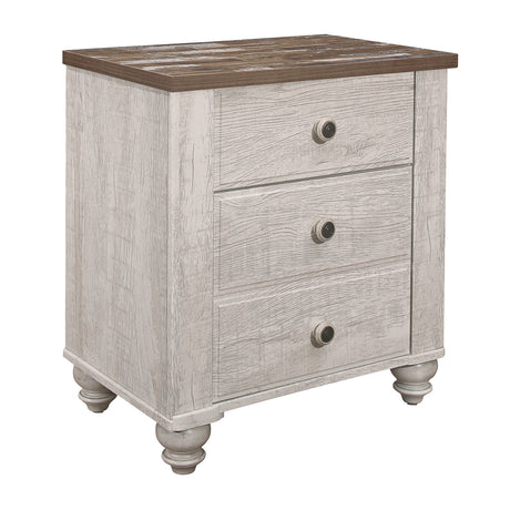 Nashville Antique White/Brown Nightstand from Homelegance - Luna Furniture