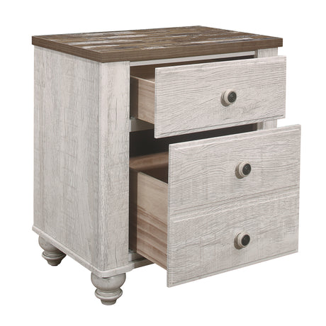 Nashville Antique White/Brown Nightstand from Homelegance - Luna Furniture