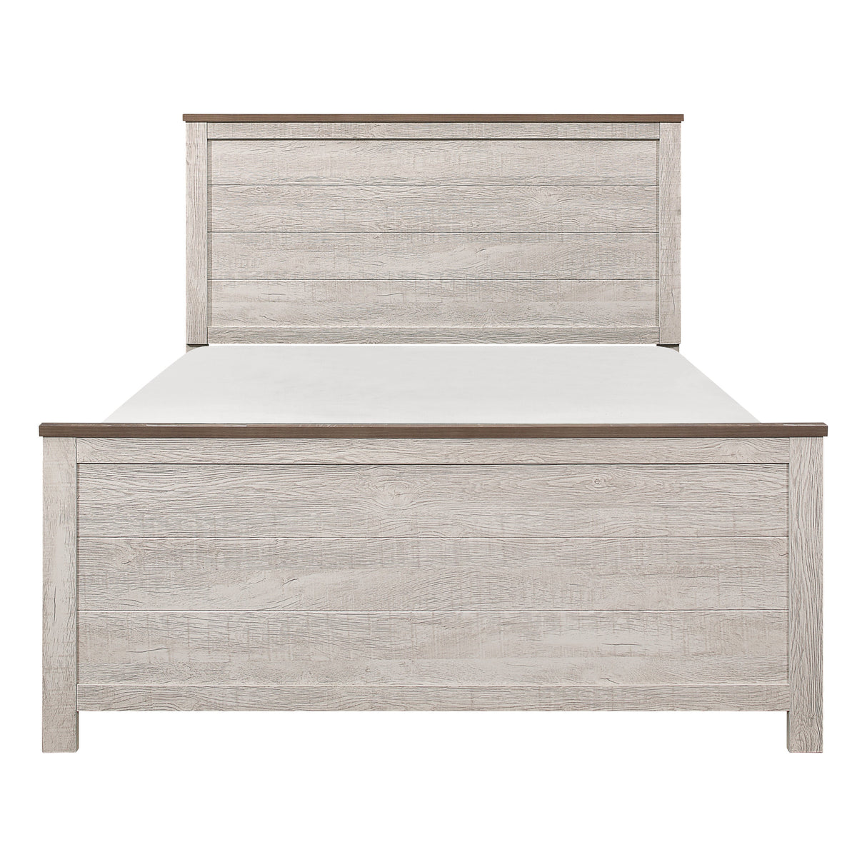 Nashville Antique White/Brown Queen Panel Bed from Homelegance - Luna Furniture