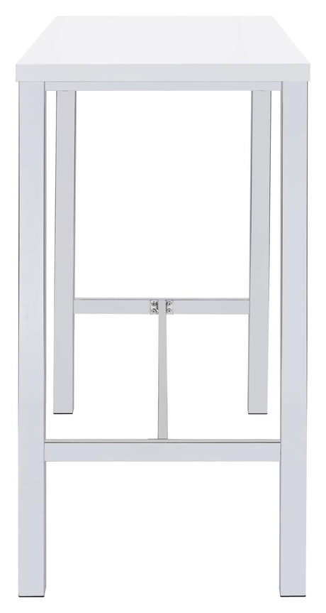 Natividad White High Gloss and Chrome 5-Piece Bar Set from Coaster - Luna Furniture