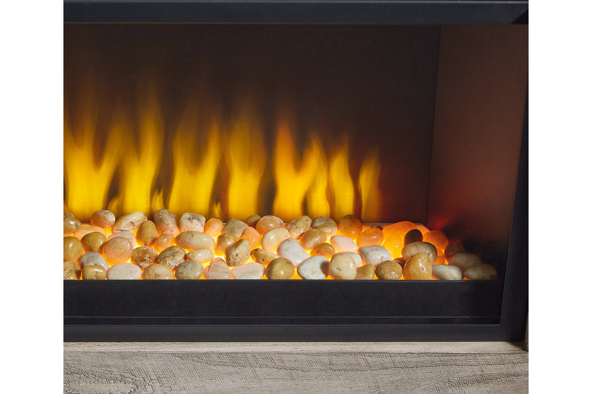 Naydell Gray 92" TV Stand with Electric Fireplace from Ashley - Luna Furniture