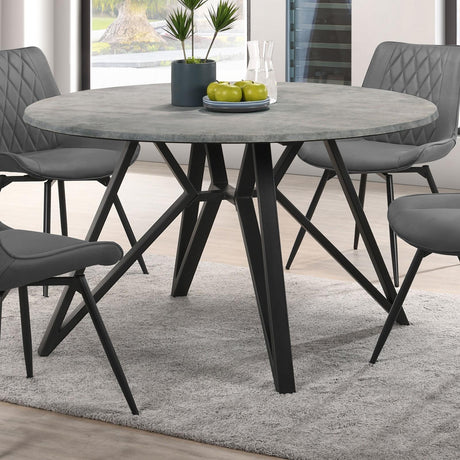 Neil Concrete and Black Round Wood Top Dining Table from Coaster - Luna Furniture