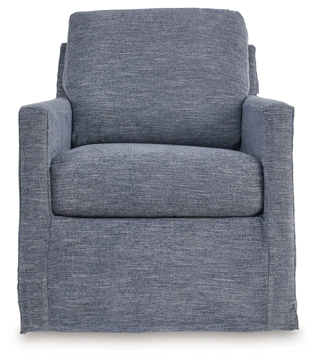 Nenana Next-Gen Nuvella Denim Swivel Glider Accent Chair - Luna