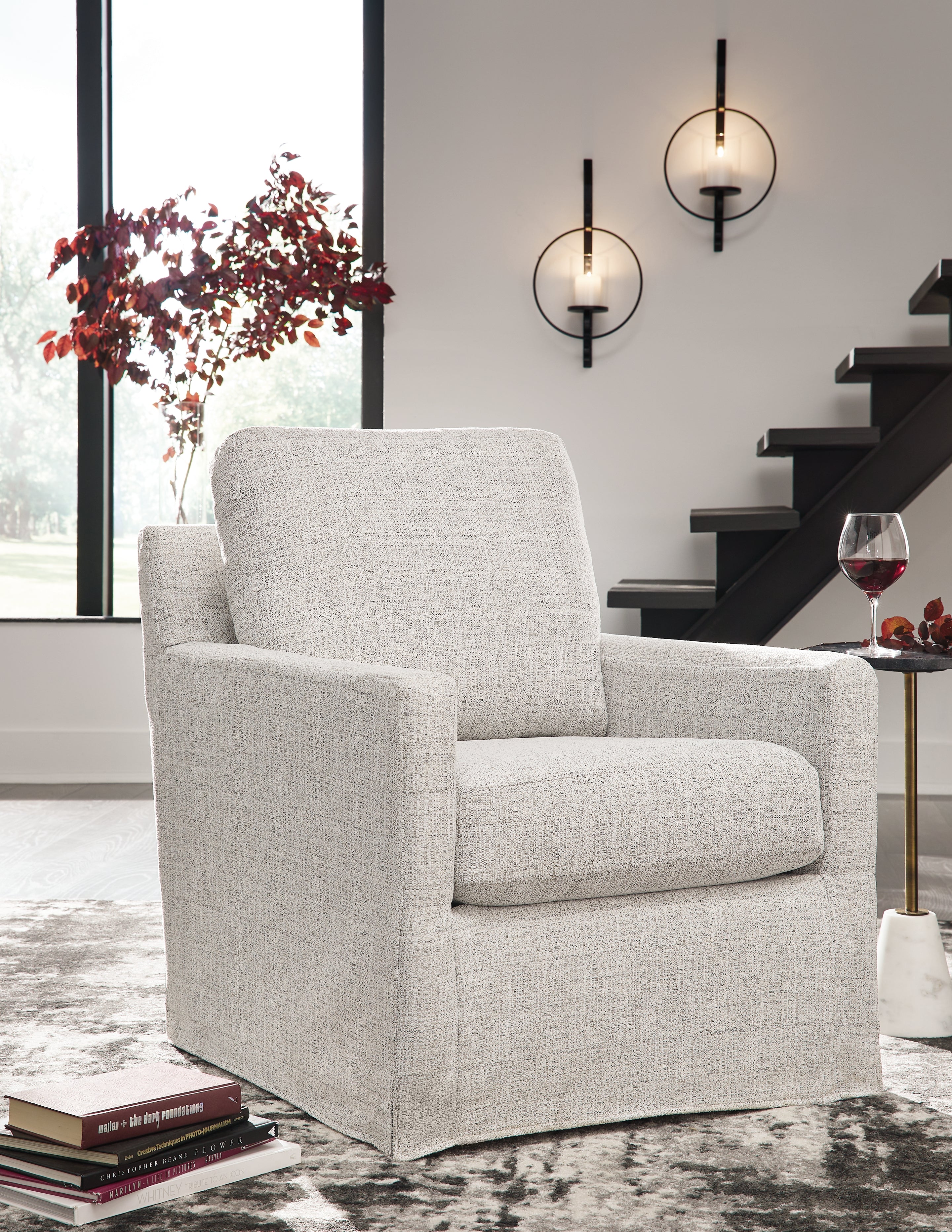 Nenana Next-Gen Nuvella Stone Swivel Glider Accent Chair - Luna