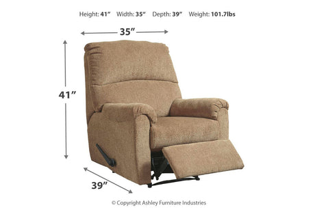 Nerviano Mocha Recliner from Ashley - Luna Furniture