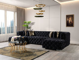 Neva Black Velvet Double Chaise Sectional from Nova Furniture - Luna Furniture