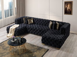 Neva Black Velvet Double Chaise Sectional from Nova Furniture - Luna Furniture
