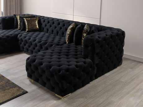 Neva Black Velvet Double Chaise Sectional from Nova Furniture - Luna Furniture