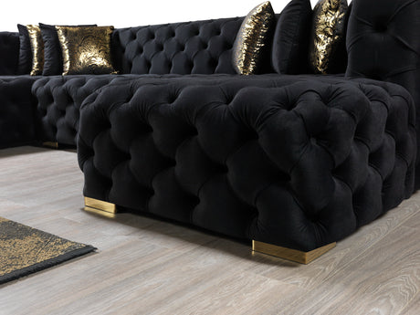 Neva Black Velvet Double Chaise Sectional from Nova Furniture - Luna Furniture