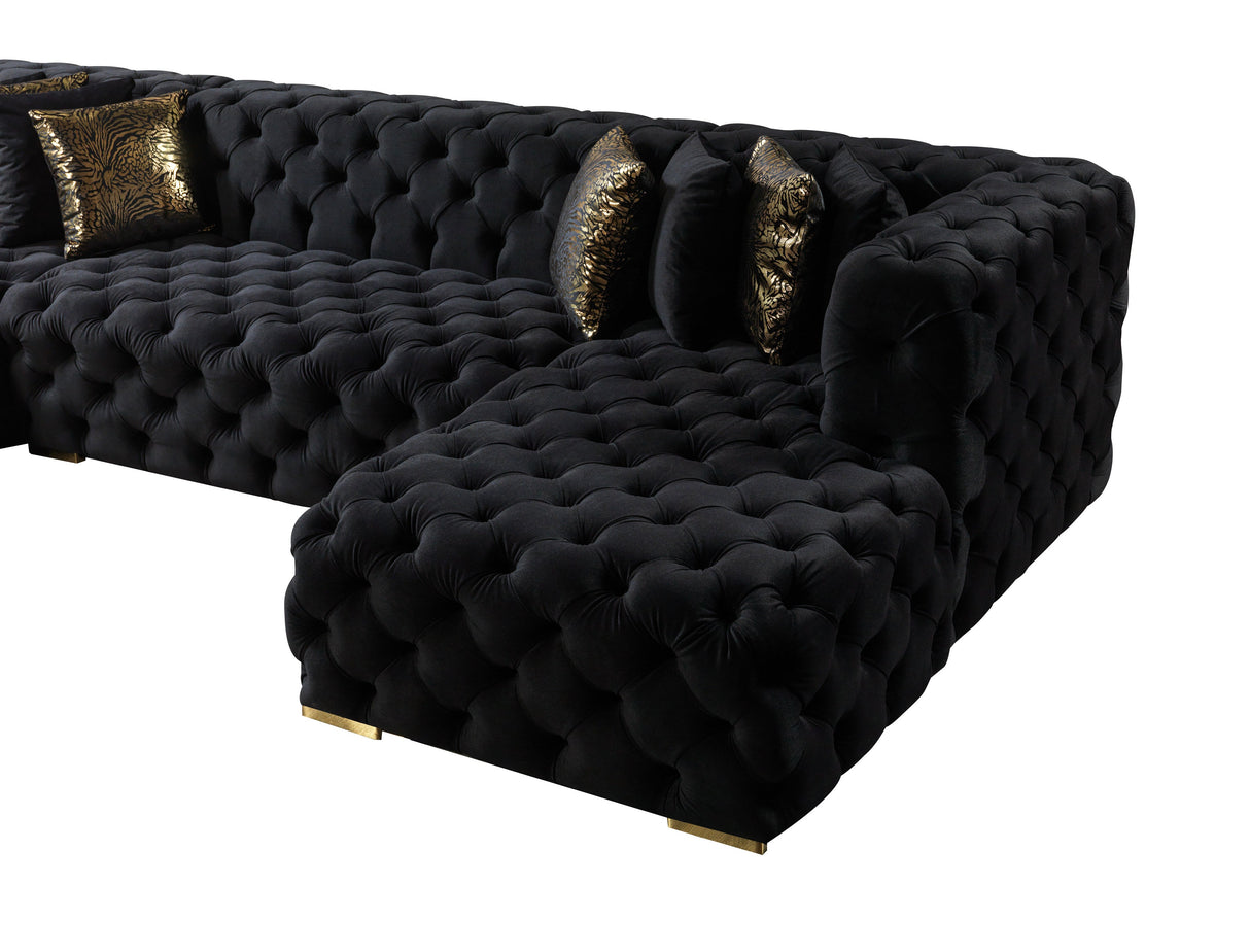 Neva Black Velvet Double Chaise Sectional from Nova Furniture - Luna Furniture