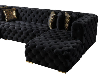 Neva Black Velvet Double Chaise Sectional from Nova Furniture - Luna Furniture