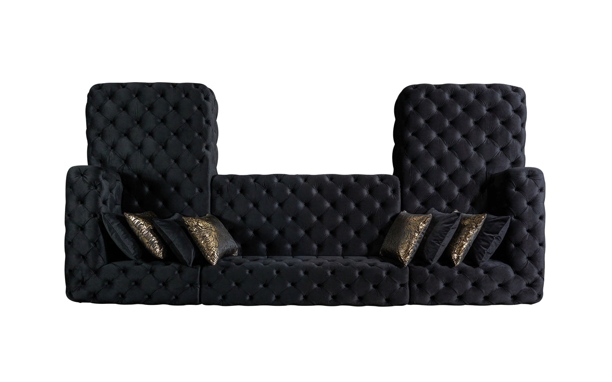 Neva Black Velvet Double Chaise Sectional from Nova Furniture - Luna Furniture