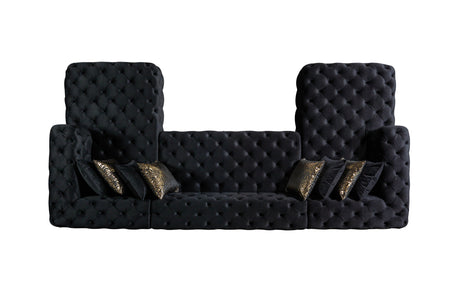 Neva Black Velvet Double Chaise Sectional from Nova Furniture - Luna Furniture
