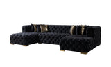 Neva Black Velvet Double Chaise Sectional from Nova Furniture - Luna Furniture