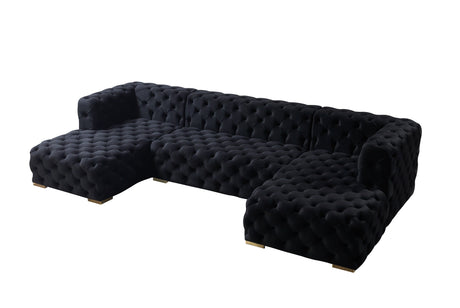 Neva Black Velvet Double Chaise Sectional from Nova Furniture - Luna Furniture