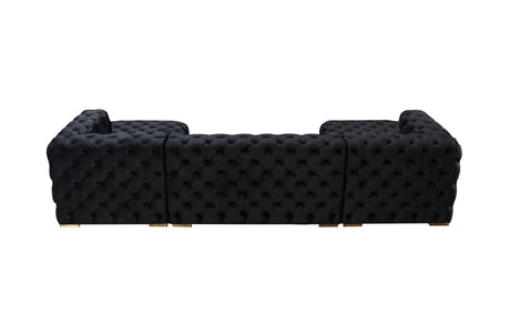Neva Black Velvet Double Chaise Sectional from Nova Furniture - Luna Furniture