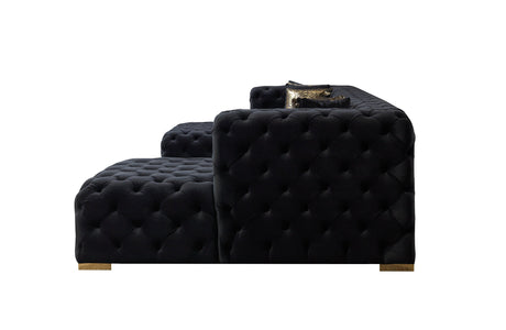 Neva Black Velvet Double Chaise Sectional from Nova Furniture - Luna Furniture