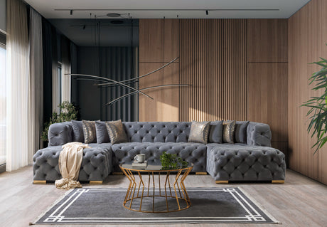 Neva Gray Velvet Double Chaise Sectional from Nova Furniture - Luna Furniture