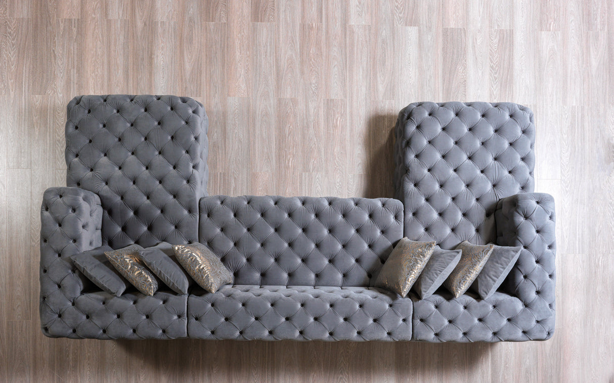 Neva Gray Velvet Double Chaise Sectional from Nova Furniture - Luna Furniture