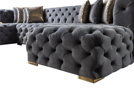 Neva Gray Velvet Double Chaise Sectional from Nova Furniture - Luna Furniture