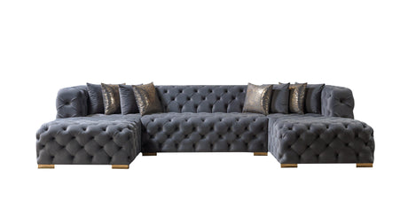 Neva Gray Velvet Double Chaise Sectional from Nova Furniture - Luna Furniture