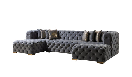 Neva Gray Velvet Double Chaise Sectional from Nova Furniture - Luna Furniture