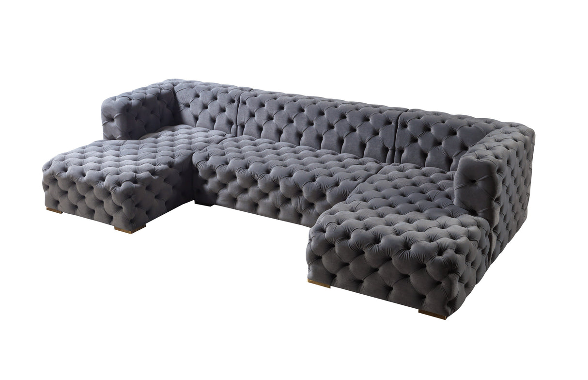Neva Gray Velvet Double Chaise Sectional from Nova Furniture - Luna Furniture
