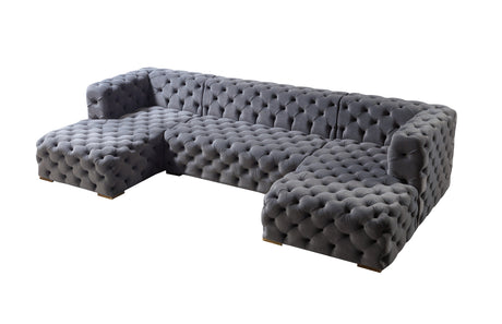 Neva Gray Velvet Double Chaise Sectional from Nova Furniture - Luna Furniture
