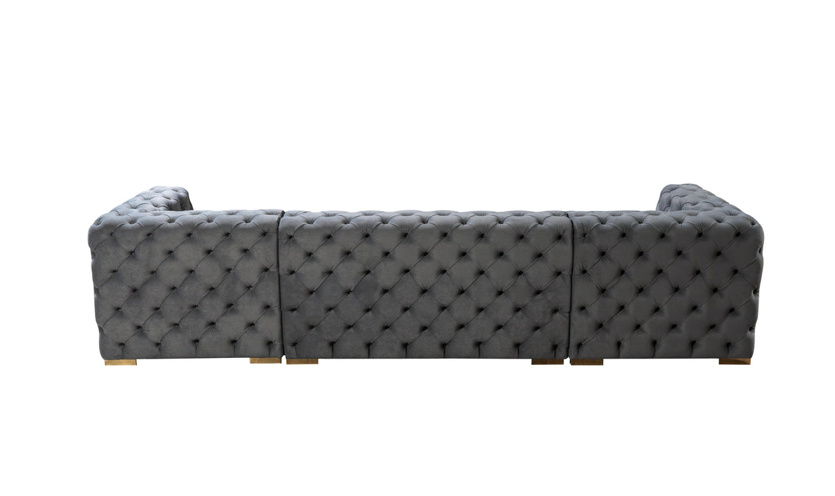Neva Gray Velvet Double Chaise Sectional from Nova Furniture - Luna Furniture
