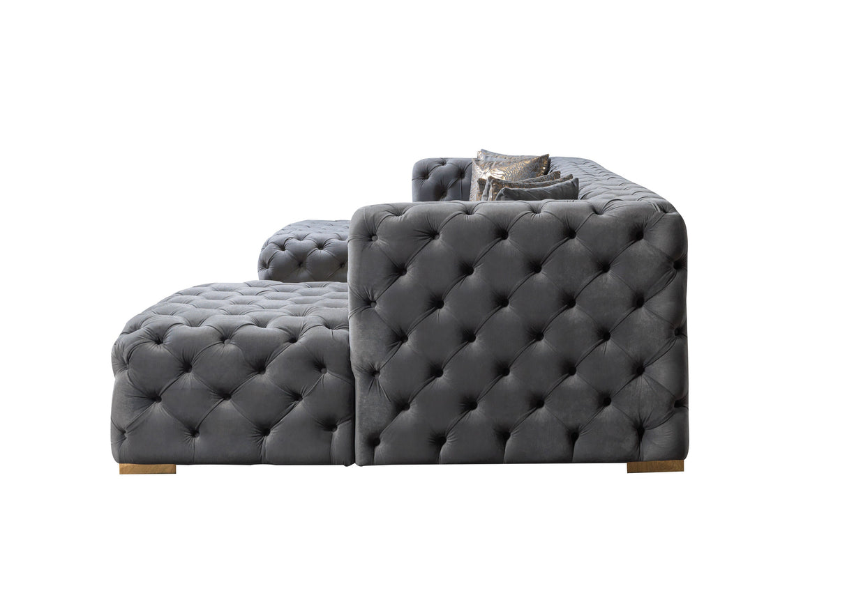 Neva Gray Velvet Double Chaise Sectional from Nova Furniture - Luna Furniture