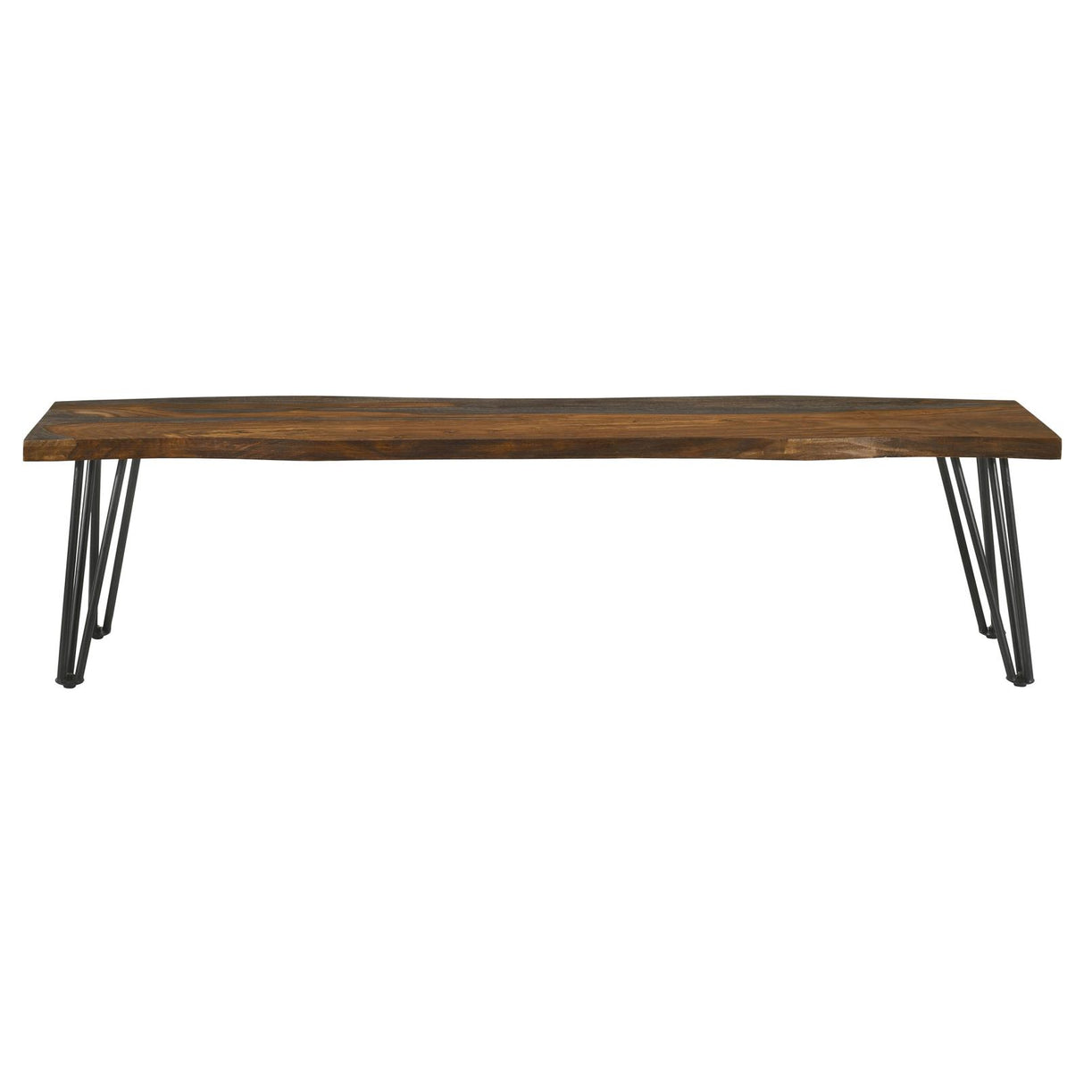 Neve Sheesham Gray and Gunmetal Live-edge Dining Bench with Hairpin Legs from Coaster - Luna Furniture