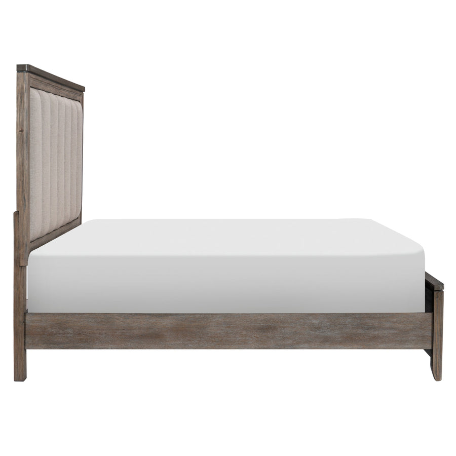Newell Light Brown King Upholstered Panel Bed from Homelegance - Luna Furniture