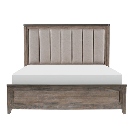 Newell Light Brown King Upholstered Panel Bed from Homelegance - Luna Furniture
