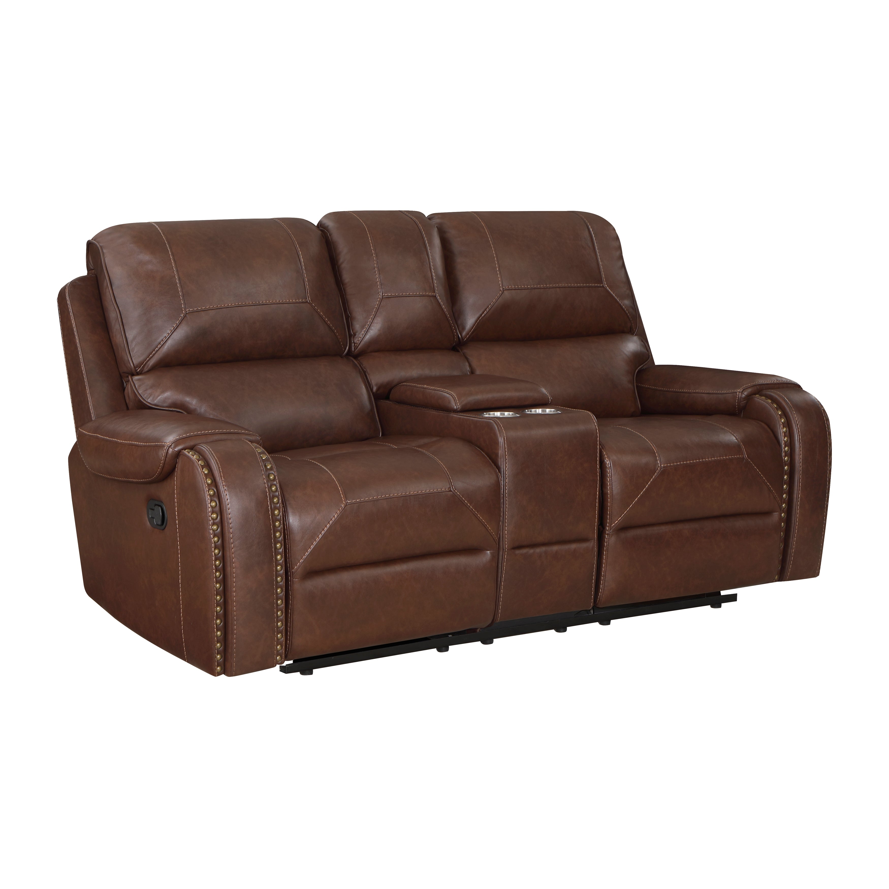 【gp_888】①コンソール特殊、助手席フラット【ローレルブラウン】 8549BRW-2 Double Glider Reclining Love Seat with Center Console